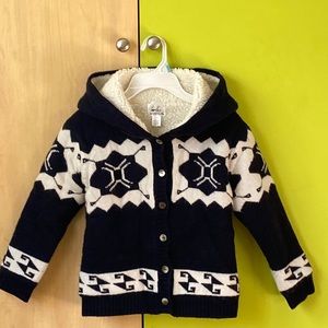 Boys Warm Sherpa Wool, Angora, Cashmere Blend Hooded Sweater Jacket